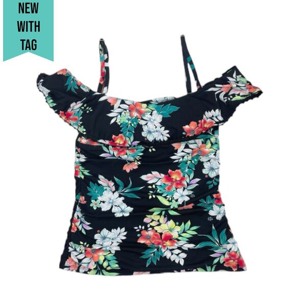 Tommy Bahama Floral Springs Flounce Tankini Top Swim Size XS - Picture 2 of 10